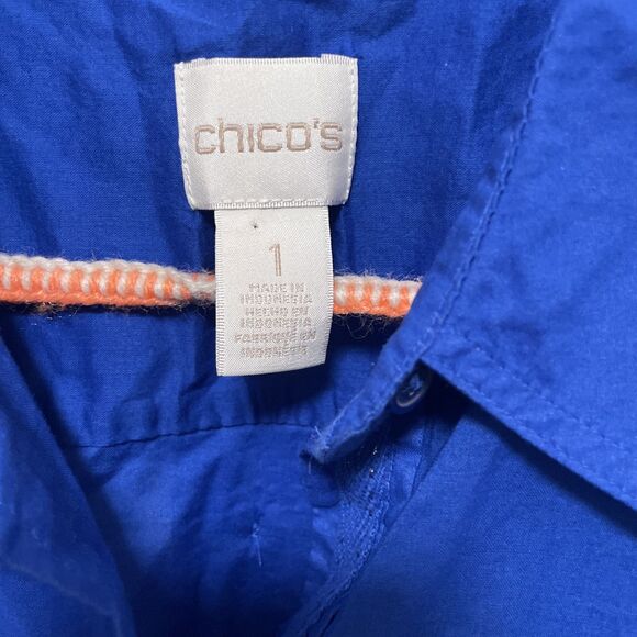 Chico’s Women’s Blouses Size 1 Med. Pullover Knit 3/4 Sleeve Blue Button Up Lot - Picture 8 of 12